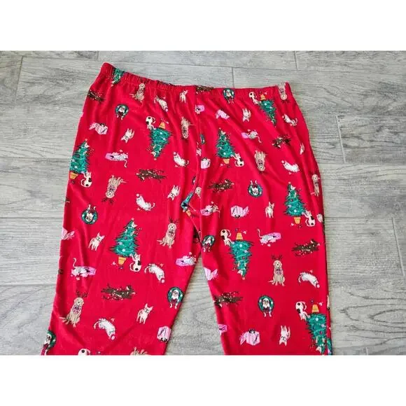 New Women's Joyspun Christmas Pajama Pants Dogs Cats Elastic Waist SZ 3X 22W-24W - Picture 10 of 11